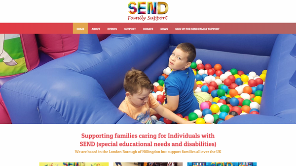 Screenshot of the Send Family Support website