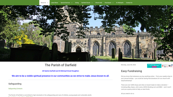 Screenshot of the The Parochial Church Council Of The Ecclesiastical Parish Of All Saints, Darfield website