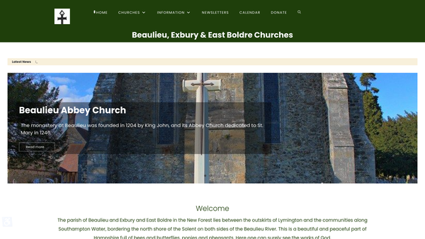 Screenshot of the Beaulieu, Exbury and East Boldre, Parochial Church Council website
