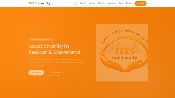 Screenshot of the T.e.e.s (Together Engage Encourage Support) website