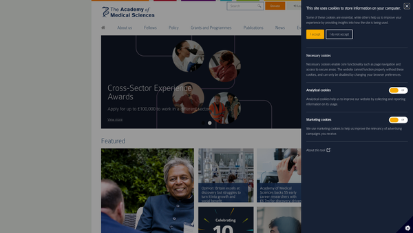 Screenshot of the Academy Of Medical Sciences website