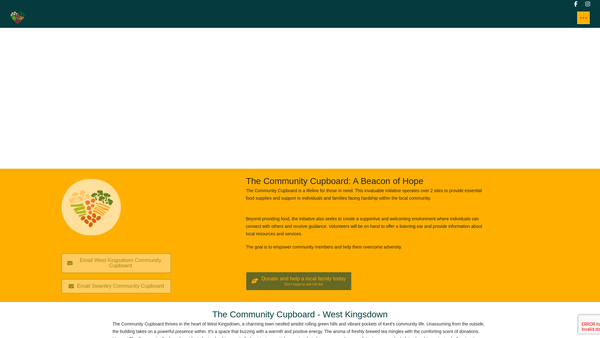 Screenshot of the The Community Cupboard website
