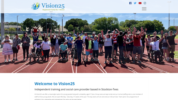 Screenshot of the Vision25 website