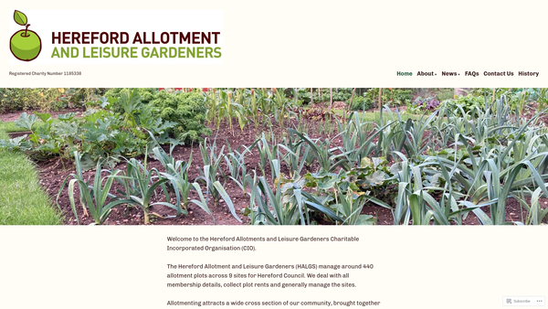 Screenshot of the Hereford Allotments And Leisure Gardeners website