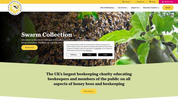 Screenshot of the British Beekeepers' Association website