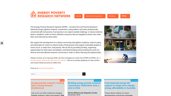 Screenshot of the Energy Poverty Research Network website