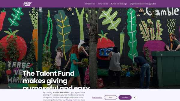 Screenshot of the The Talent Fund website