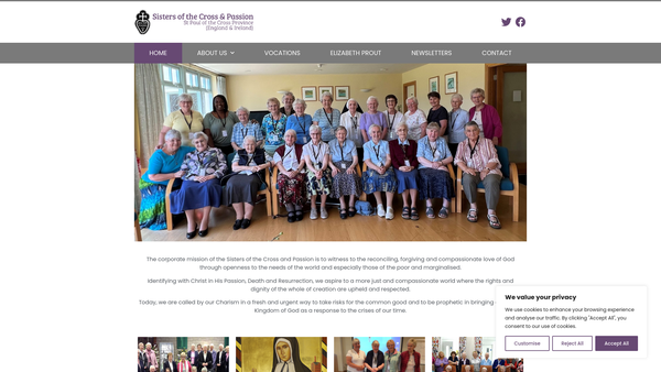 Screenshot of the Sisters Of The Cross And Passion CIO website