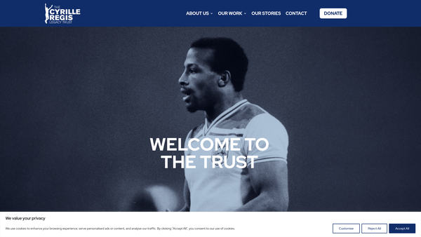 Screenshot of the Cyrille Regis Legacy Trust website