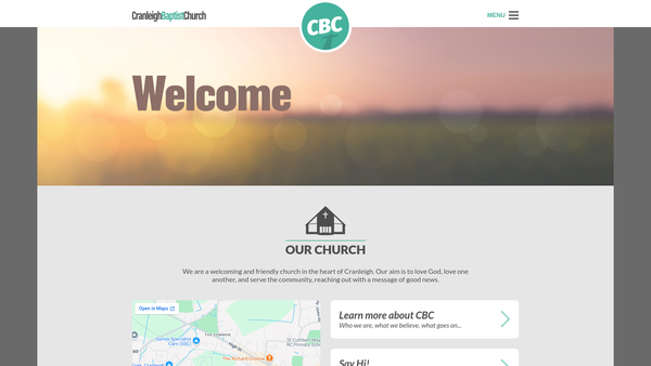 Screenshot of the Cranleigh Baptist Church website