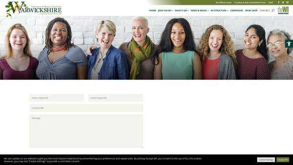 Screenshot of the The Warwickshire Federation Of Women's Institutes CIO website