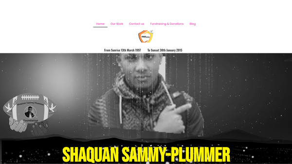 Screenshot of the The Shaquan Sammy-Plummer Foundation website