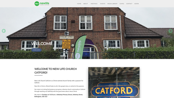 Screenshot of the New Life Church Catford website