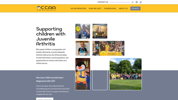 Screenshot of the Children's Chronic Arthritis Association website