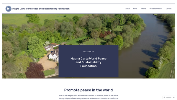 Screenshot of the Magna Carta World Peace And Sustainability Foundation website