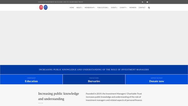 Screenshot of the The Investment Managers' Charitable Trust website