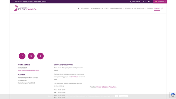 Screenshot of the Friends Of Wolverhampton Music Service website