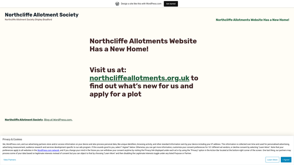 Screenshot of the Northcliffe Allotment Society website