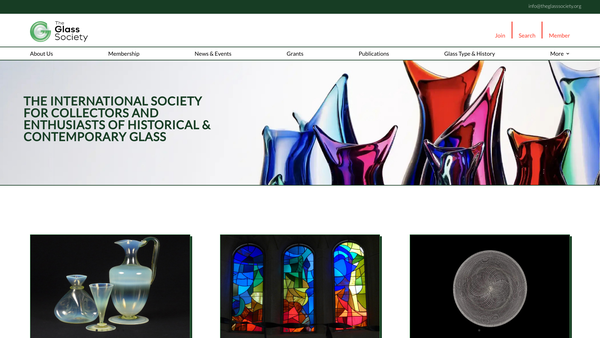 Screenshot of the The Glass Society website