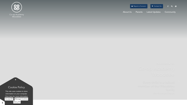 Screenshot of the Co-Op Academy Woodslee Parent Teacher Association website