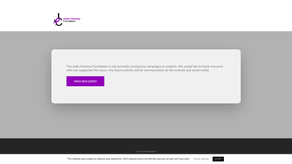 Screenshot of the Jodie Chesney Foundation website