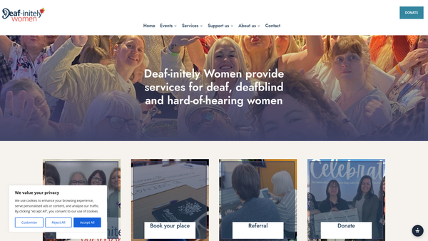 Screenshot of the Deaf-Initely Women website