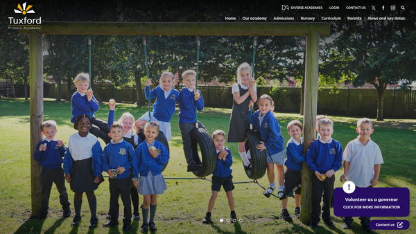 Screenshot of the Tuxford Primary Academy Pfa website