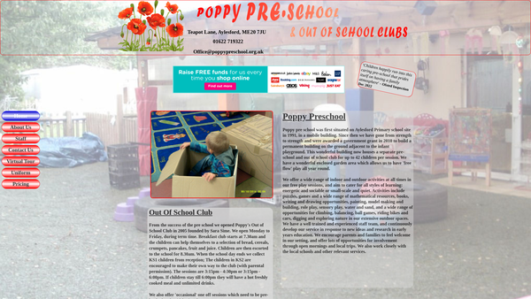 Screenshot of the Poppy Pre-School website