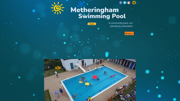Screenshot of the Metheringham Swimming Pool website