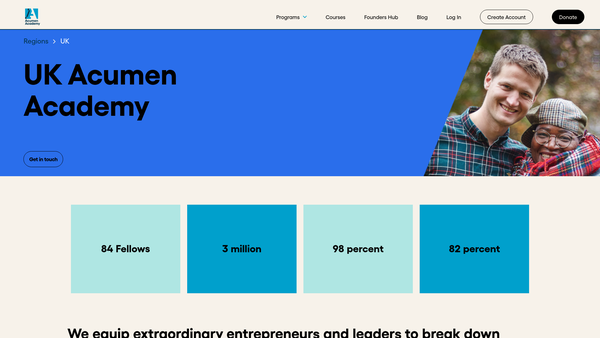 Screenshot of the Acumen Academy UK website