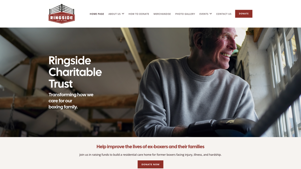 Screenshot of the The Ringside Charitable Trust website