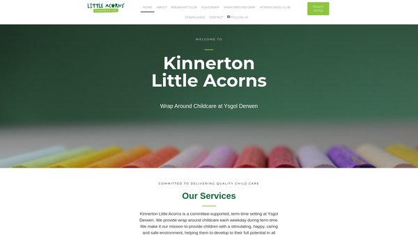 Screenshot of the Kinnerton Little Acorns website