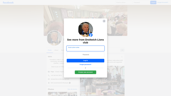 Screenshot of the Droitwich Lions Club (CIO) website