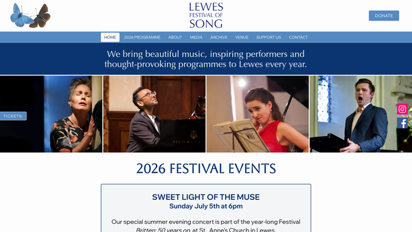 Screenshot of the Lewes Festival Of Song website