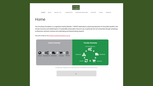 Screenshot of the Circularity Foundation website
