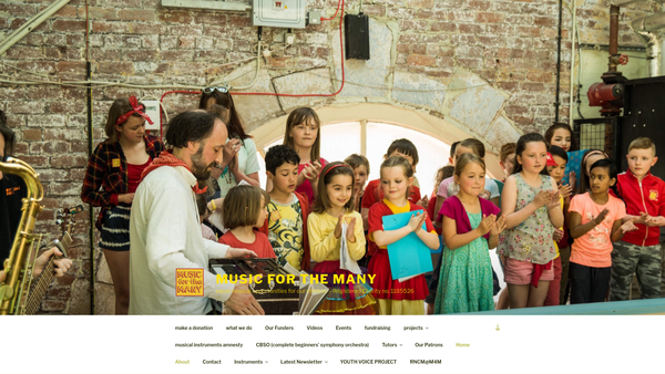 Screenshot of the Music For The Many website