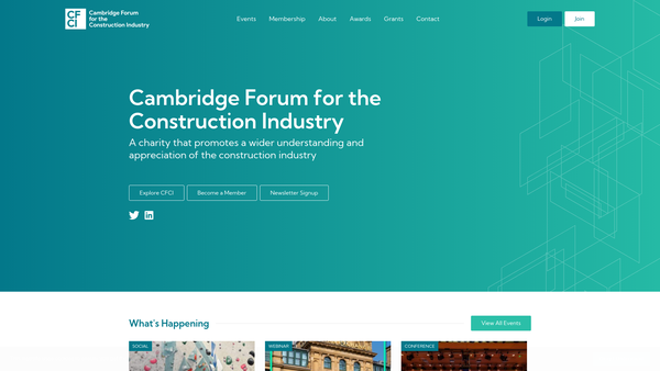 Screenshot of the Cambridge Forum For The Construction Industry website