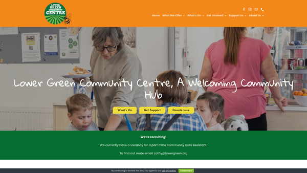 Screenshot of the Lower Green Community CIO website