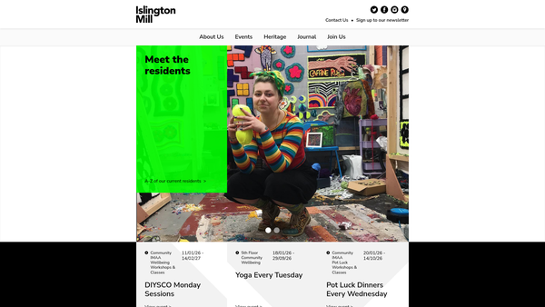 Screenshot of the Islington Mill Foundation website
