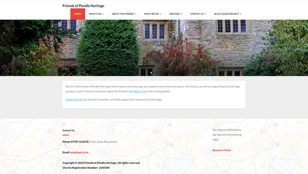 Screenshot of the Friends Of Pendle Heritage website