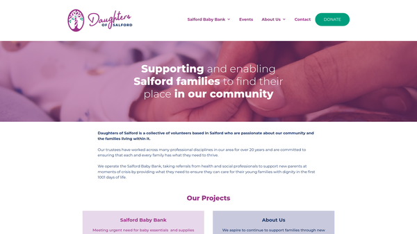 Screenshot of the Daughters Of Salford website