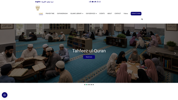 Screenshot of the Afghan Islamic And Culture Centre website