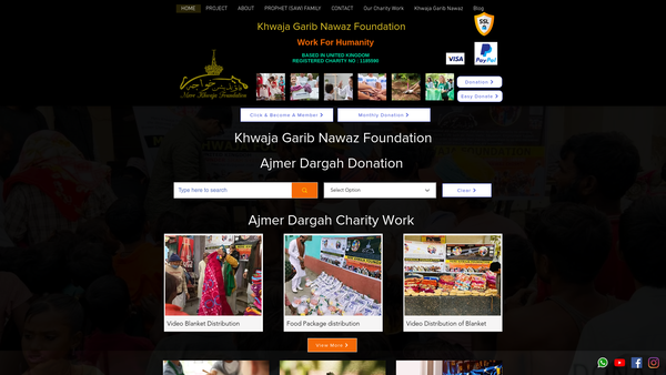 Screenshot of the Mere Khwaja Foundation website