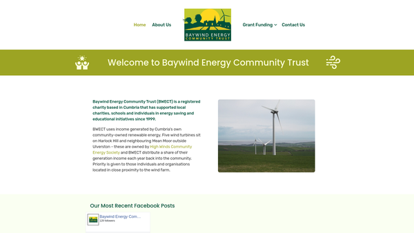 Screenshot of the The Baywind Energy Community Trust website
