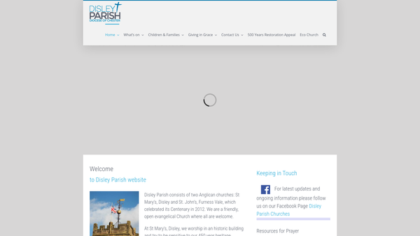 Screenshot of the The Parochial Church Council Of The Ecclesiastical Parish Of St. Mary The Virgin, Disley With St. John The Divine, Furness Vale website