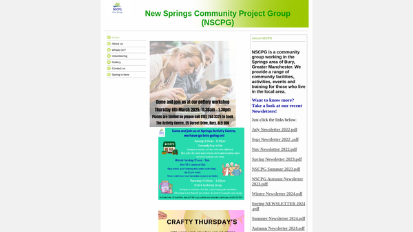 Screenshot of the New Springs Community Project Group website