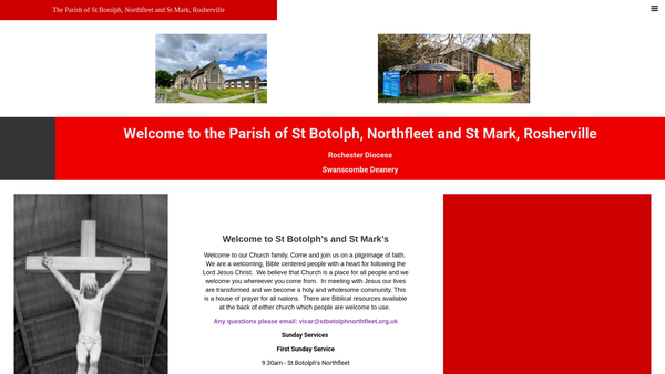 Screenshot of the Northfleet And Rosherville Parochial Church Council website