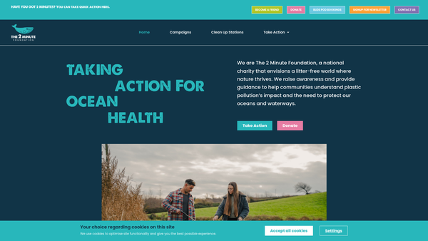 Screenshot of the The 2 Minute Foundation website