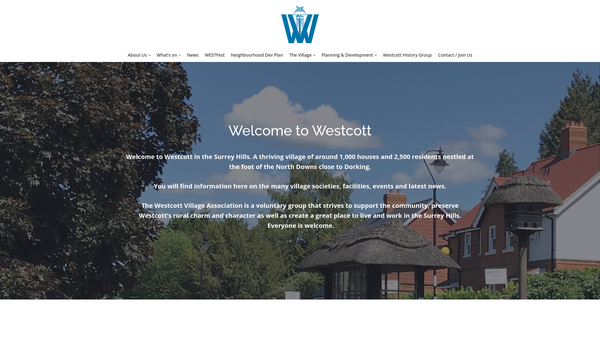 Screenshot of the Westcott Village Association website