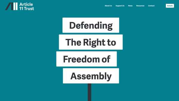 Screenshot of the The Article 11 Trust website